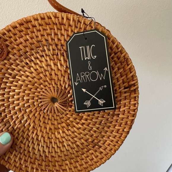Twig and arrow round rattan summer Crossbody bag - Picture 4 of 6